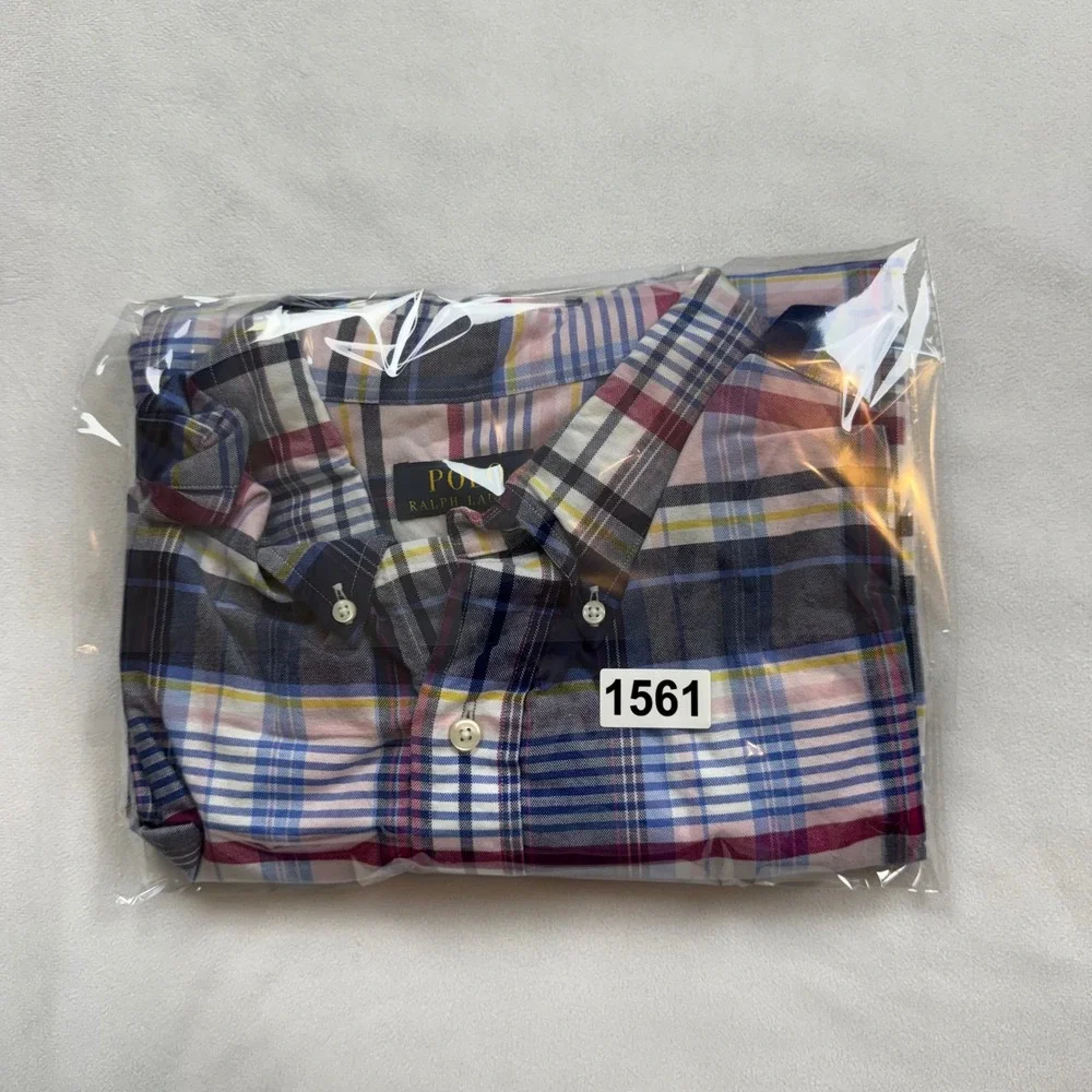 Polo Ralph Lauren‎ Mens 2XB Big Plaid Button Down Shirt Blue Pink Yellow Cotton